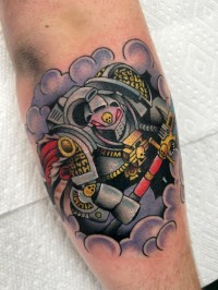 Color tattoo of a grey knight from Warhammer 40k