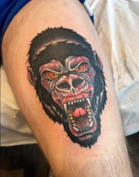 neo-traditional tattoo of a gorilla